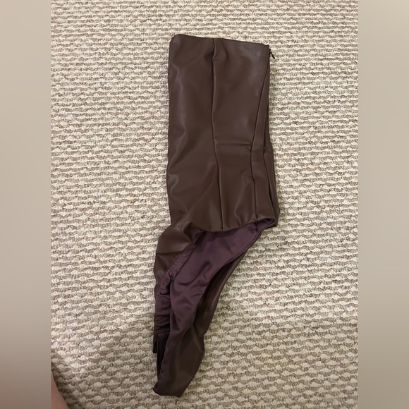 ZARA Chocolate Brown Faux Leather Strapless Top - Picture 5 of 5